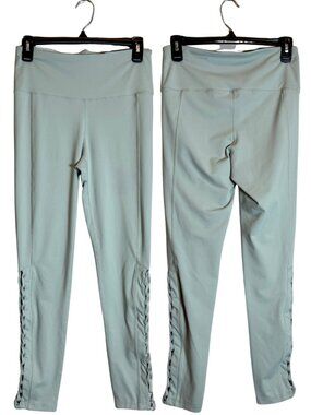 Mono B High Waisted Compression Leggings Women's Medium Mint Green Braided Sides